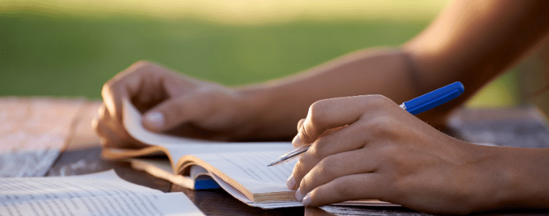 person studying outside