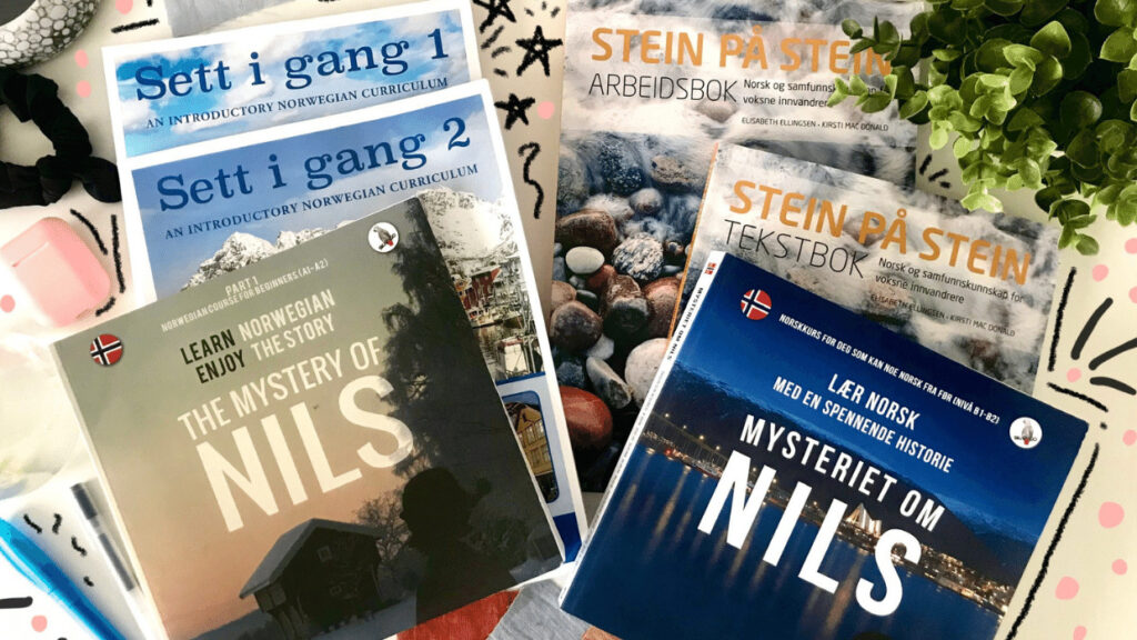 best books to learn Norwegian book pile