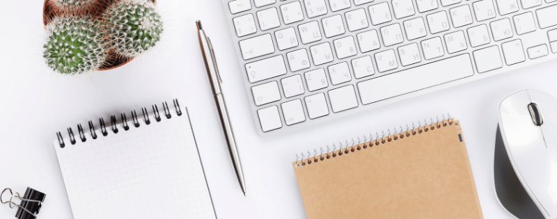 white notebook with keyboard